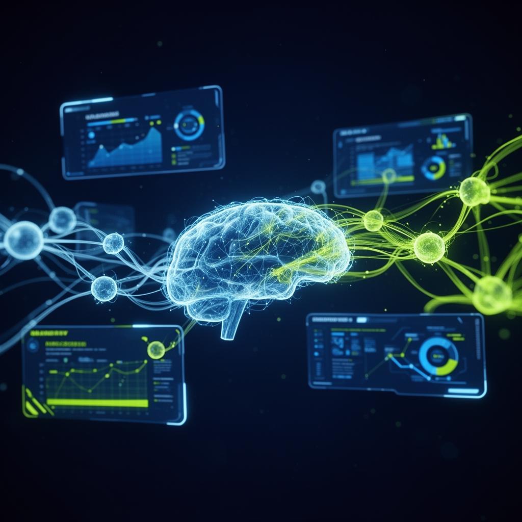 AI neural network connecting analytics dashboards